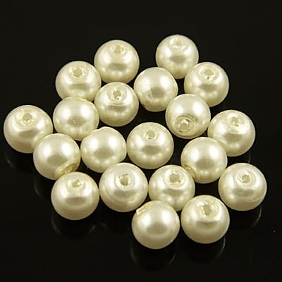 Perełki kulki ze szkła 8mm kremowe (100szt.)