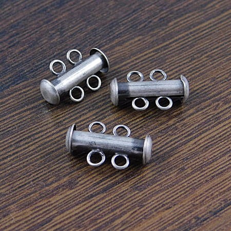 Zapięcie typu slide z metalu 16.5x10.5mm ciemne srebrne (1szt.)