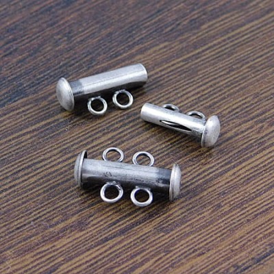 Zapięcie typu slide z metalu 16.5x10.5mm ciemne srebrne (1szt.)