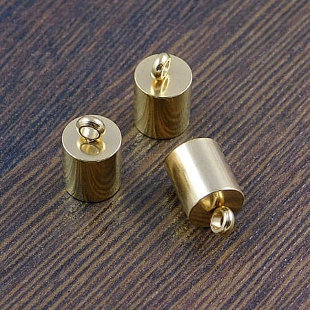 Końcówki do wklejania stal nierdzewna 11x7mm wewnątrz 6mm złote (2szt.)