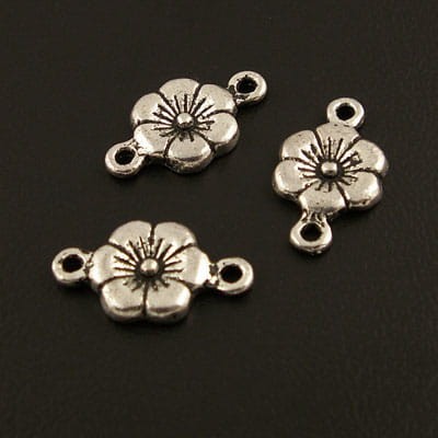 Łącznik kwiatek z metalu 18x10mm ciemny srebrny (6szt.)