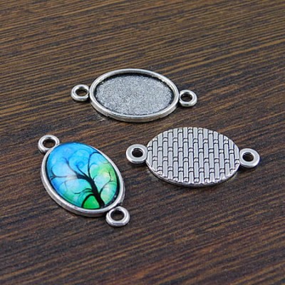 Oprawa/łącznik z metalu do kaboszonów 18x13mm ciemna srebrna (4szt.)