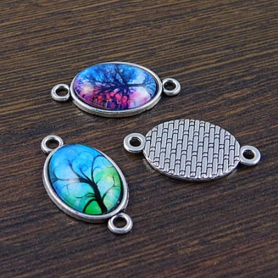 Oprawa/łącznik z metalu do kaboszonów 18x13mm ciemna srebrna (4szt.)