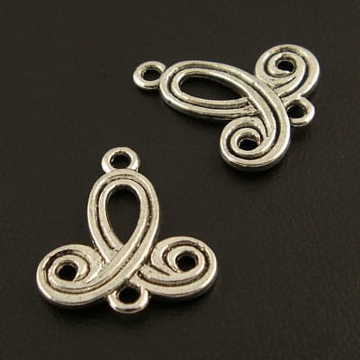 Ozdobna zawieszka metalowa zawijas 23x19mm ciemna srebrna (2szt.)