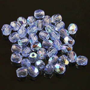 Czeskie koraliki szklane Fire Polish 3mm Light Sapphire AB (40szt.)