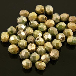 Czeskie koraliki szklane Fire Polish 3mm Luster Opaque Green (40szt.)