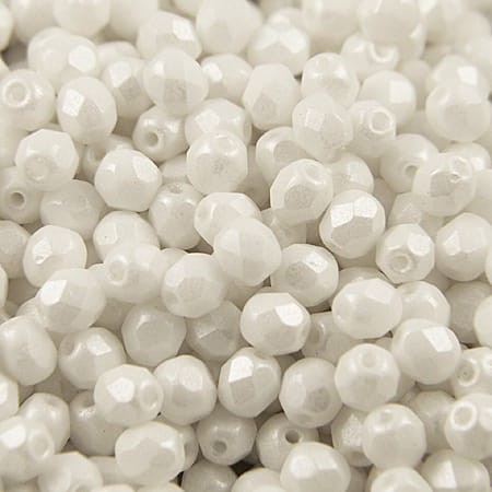 Koraliki Fire Polish ze szkła 3mm Pearl Shine - White (40szt.)