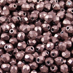 Czeskie koraliki szklane Fire Polish 3mm Saturated Metallic Grenadine (40szt.)