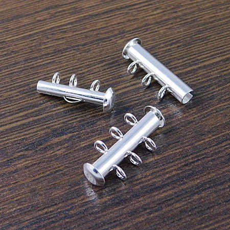 Zapięcie typu slide z metalu 21.5x10.5mm srebrne (1szt.)