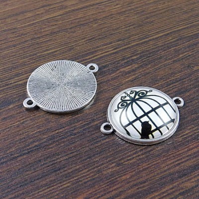 Oprawa/łącznik z metalu do kaboszonów 20mm ciemna srebrna (2szt.)