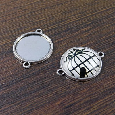 Oprawa/łącznik z metalu do kaboszonów 20mm ciemna srebrna (2szt.)