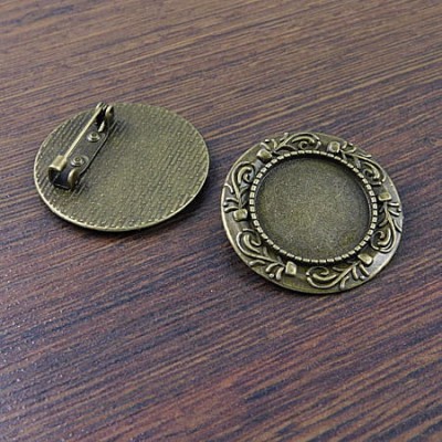Baza broszki z metalu do kaboszonów 20mm antyczny brąz (1szt)