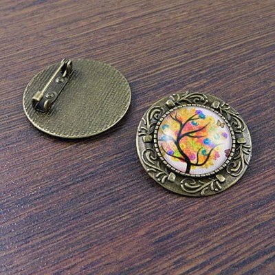 Baza broszki z metalu do kaboszonów 20mm antyczny brąz (1szt)