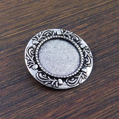 Baza broszki z metalu do kaboszonów 20mm ciemne srebro (1szt)
