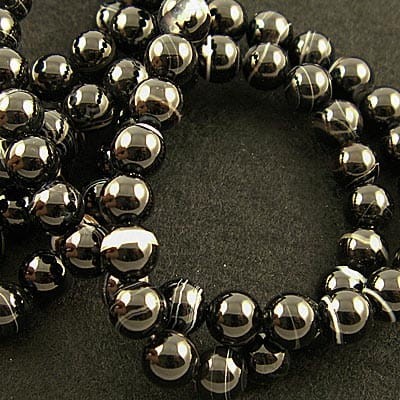 Agat czarny kulki 8mm (4szt.)