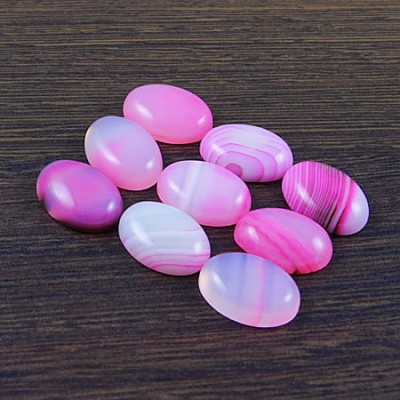 Kaboszon agat różowy owal 18-19x13x5.5mm (1szt.)