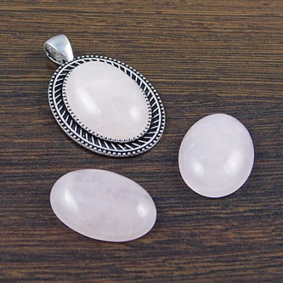 Kaboszon kwarc różowy owal 25-26x18x5.5mm (1szt)