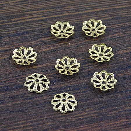 Nakładka z metalu kwiatek 8x1.5mm złota (20szt)