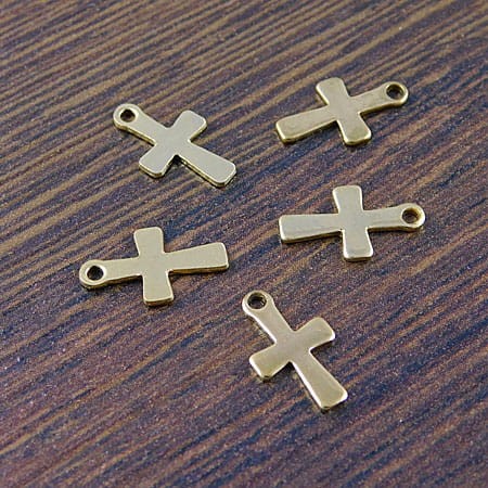 Zawieszka stal chirurgiczna krzyżyk 12x7mm złota (1szt.)
