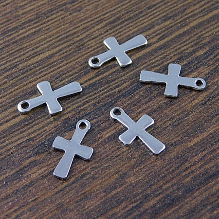Zawieszka stal chirurgiczna krzyżyk 12x7mm ciemna srebrna (1szt)