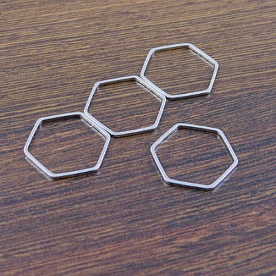 Baza sześciokąt z metalu 22.5x20x1mm ciemna srebrna (4szt)