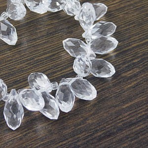 Krople łezki fasetowane ze szkła 12x6mm przezroczyste (6szt.)
