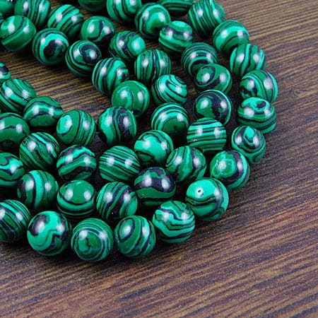 Malachit syntetyczny kulki 8mm (6szt.)