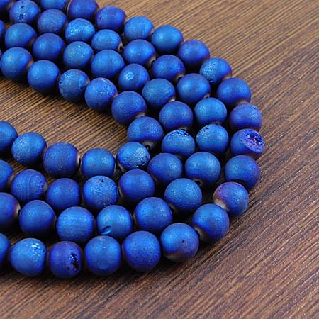 Agat druzy kulki 8mm ciemny niebieski (6szt.)