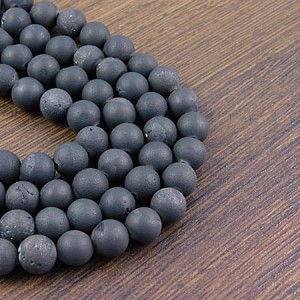Agat druzy kulki 8mm czarny (6szt)