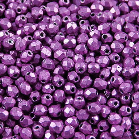 Koraliki Fire Polish ze szkła 3mm Saturated Metallic Pink Yarrow (40szt.)