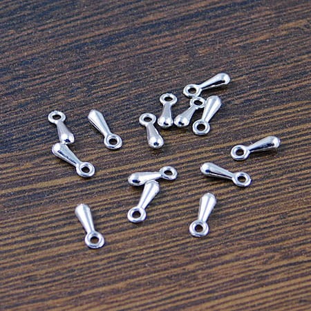 Zawieszka, końcówka łańcuszka sopelek z metalu 7x2mm ciemna srebrna (50szt)