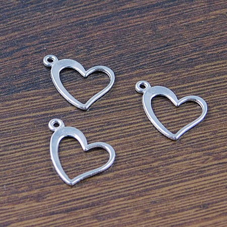 Zawieszka serce z metalu 17x13mm ciemna srebrna (4szt)