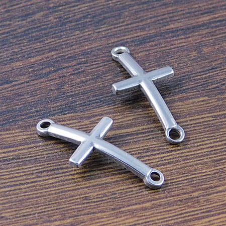 Krzyżyk łącznik ze stali nierdzewnej 30x14mm ciemny srebrny (1szt)