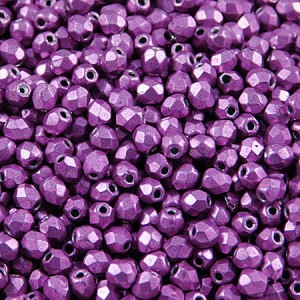 Koraliki szklane Fire Polish 4mm Saturated Metallic Pink Yarrow (40szt.)