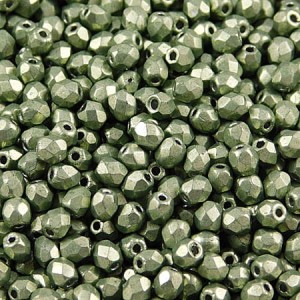 Koraliki szklane Fire Polish 4mm Saturated Metallic Greenery (40szt.)