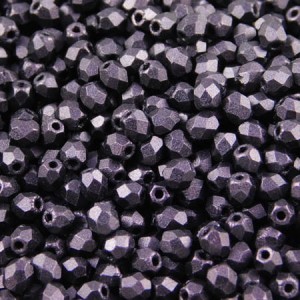 Czeskie koraliki szklane Fire Polish 4mm Metallic Suede - Dk Plum (40szt.)