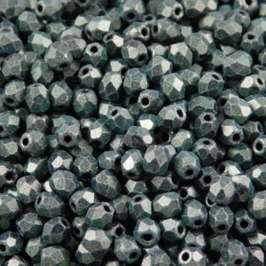 Koraliki Fire Polish czeskie szkło 4mm  Metallic Suede - Lt Green (40szt.)