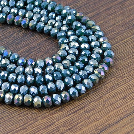 Oponki fasetowane ze szkła 6x4.5mm ciemno zielone AB (20szt)