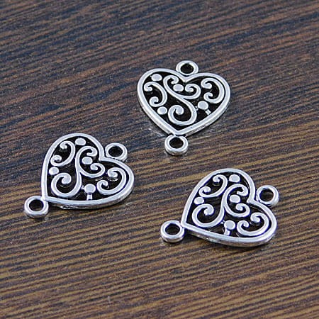Łącznik serce z metalu 19x15mm ciemno srebrny (4szt)