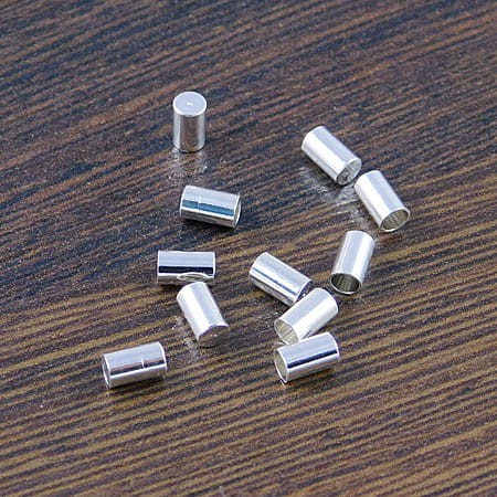 Końcówki do sznurka, rzemienia z metalu 5x3mm wew. 2.3mm srebrne (10szt.)