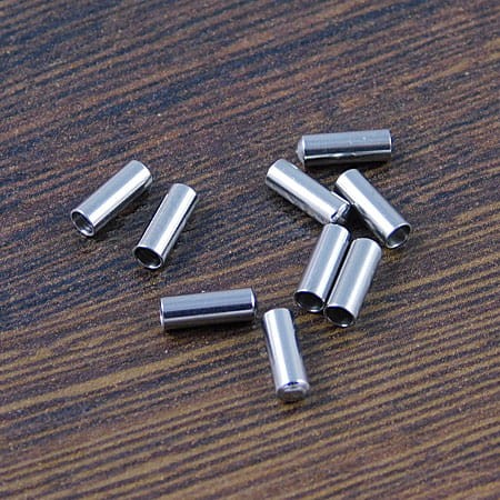 Końcówki do sznurka, rzemienia z stali nierdzewnej 7.5x2.5mm wew. 2mm ciemne srebrne (2szt.)