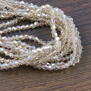 Kryształki bicone ze szkła 4mm beżowe AB (80szt.)