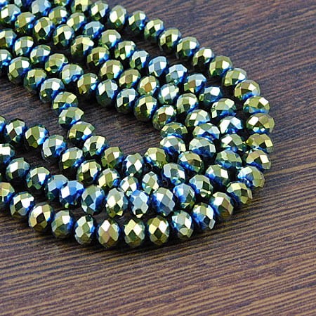 Oponki fasetowane ze szkła 6x4.5mm zielone (20szt.)