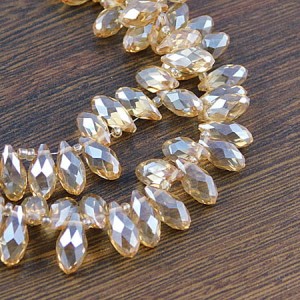 Krople fasetowane ze szkła 12x6mm złote (6szt)