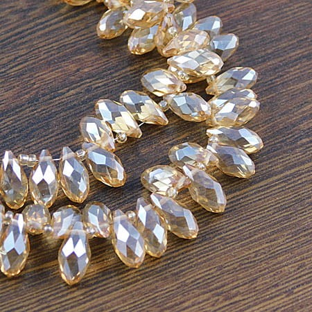 Krople fasetowane ze szkła 12x6mm złote (6szt)