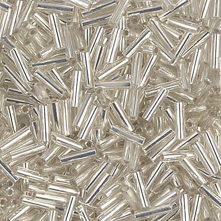 Miyuki Bugle 2-0001 Crystal Silver-Lined 6mm (10gram)