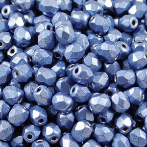 Czeskie koraliki szklane Fire Polish 4mm Saturated Metallic Navy Peony (40szt.)