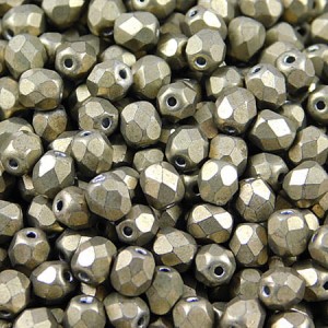 Koraliki szklane Fire Polish 4mm Saturated Metallic Golden Lime (40szt.)