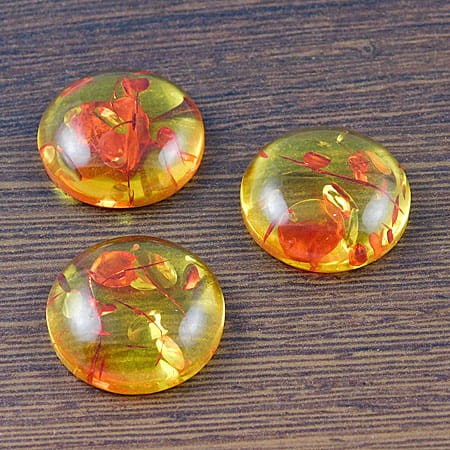 Kaboszon koło z żywicy 20x6.5mm bursztynowy (1szt)