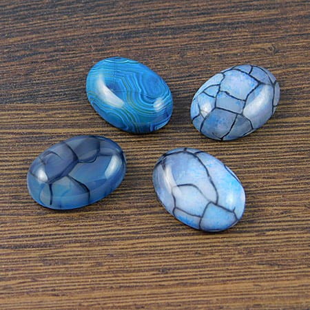 Kaboszon owal agat niebiesko-czarny 20-21x15x6.5mm (1szt)